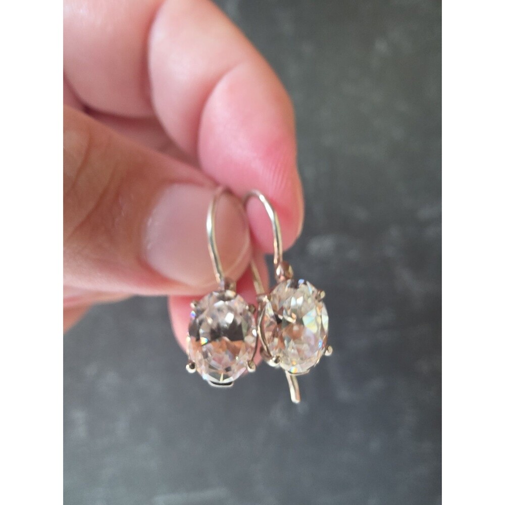 925 Sterling Silver CZ Dangling Pierced Earrings Vintage
